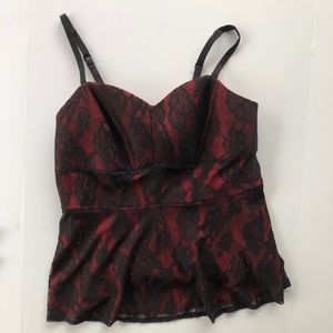 Torrid Red Black Lace Tank Top